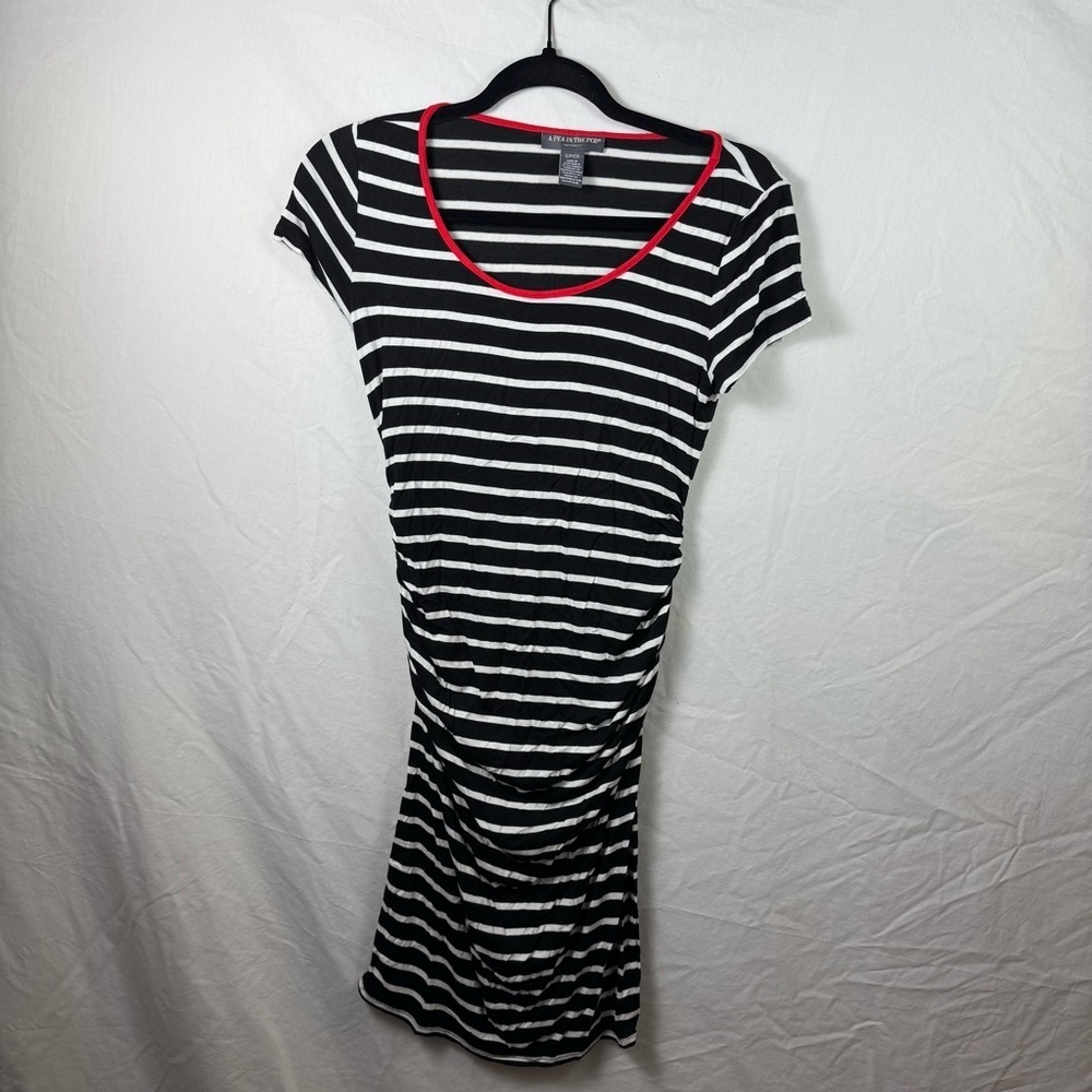 A Pea in the Pod Black and White Striped Midi Dress Womens Size S